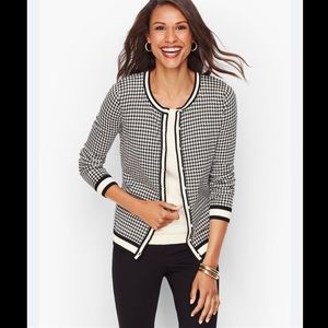 NWOT Talbots Black White Charming Cardigan - Houndstooth Size LP
